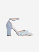 Immaculate Vegan - Forever and Always Shoes Ivy - Blue 3D Floral Lace Wedding Shoes 5.5 US | 3 UK | 22CM | 36 EU / Baby Blue