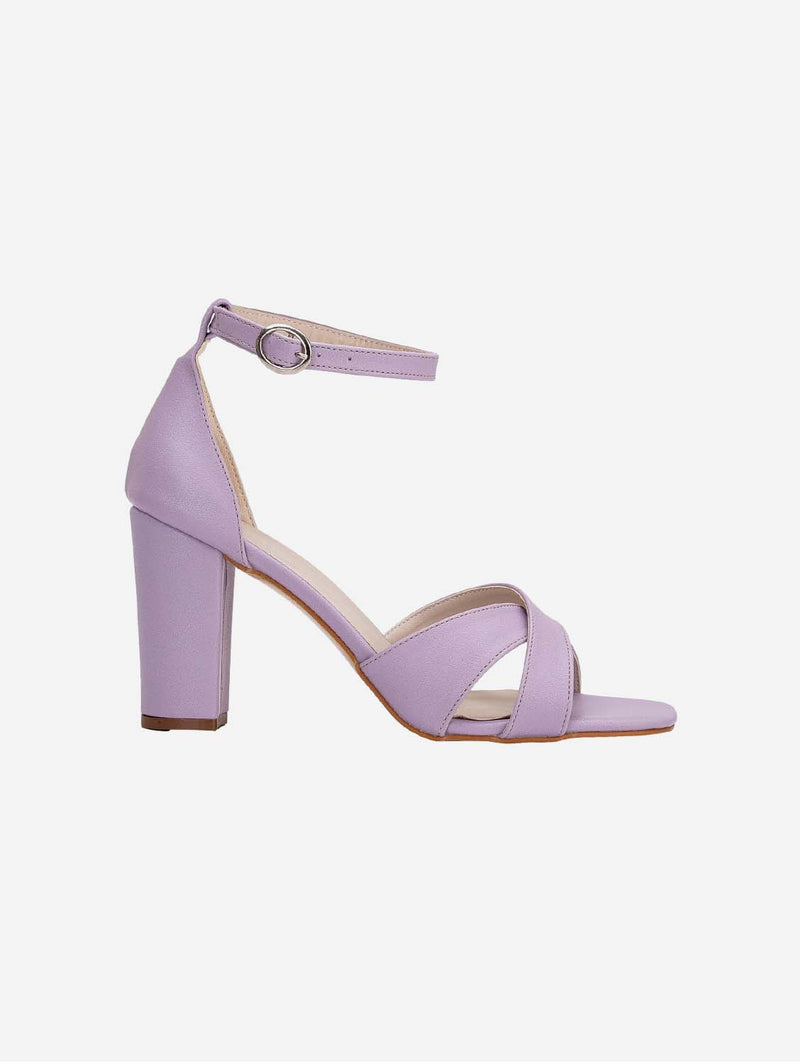 Forever and Always Shoes Amelia Vegan Leather Heeled Sandals Lavender