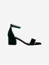 Immaculate Vegan - Forever and Always Shoes Hera Vegan Velvet Ribbon Heeled Sandals | Emerald Green 5.5 US | 3 UK | 22CM | 36 EU / Regular Ankle Strap / Emerald Green