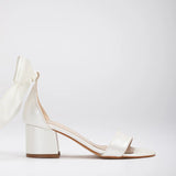 Immaculate Vegan - Forever and Always Shoes Hera Vegan Leather Ribbon Heeled Wedding Sandals | Ivory 5.5 US | 3 UK | 22CM | 36 EU / Ribbon Ankle Straps / Ivory