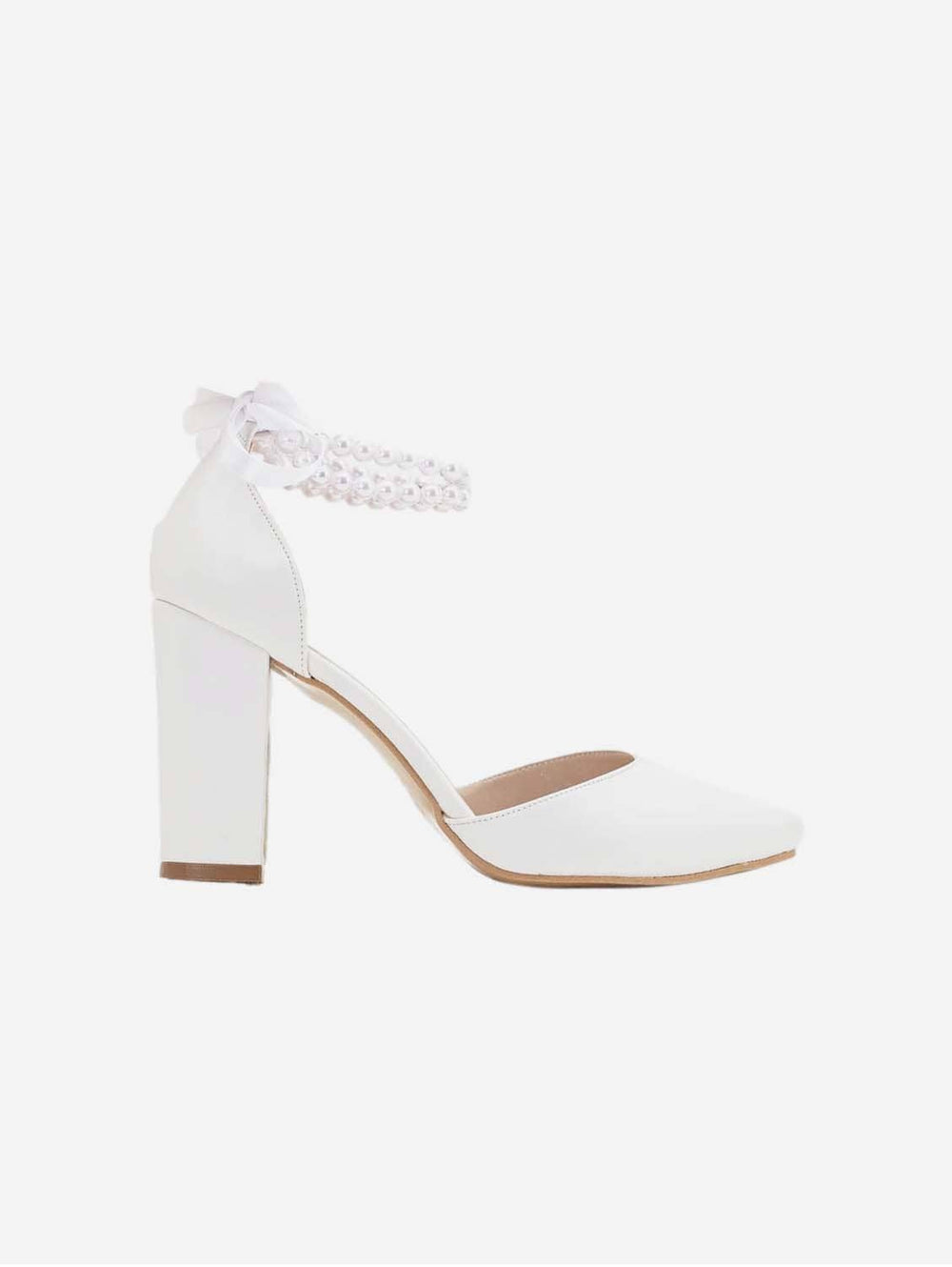 Forever and Always Shoes Denise Vegan Leather Pearl Wedding Heels White
