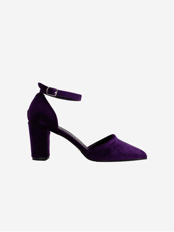 Forever and Always Shoes Gisele Vegan Velvet Ribbon Heels | Purple 6 US | 3.5 UK | 22.5CM | 36 EU / Regular Velvet Strap / Purple