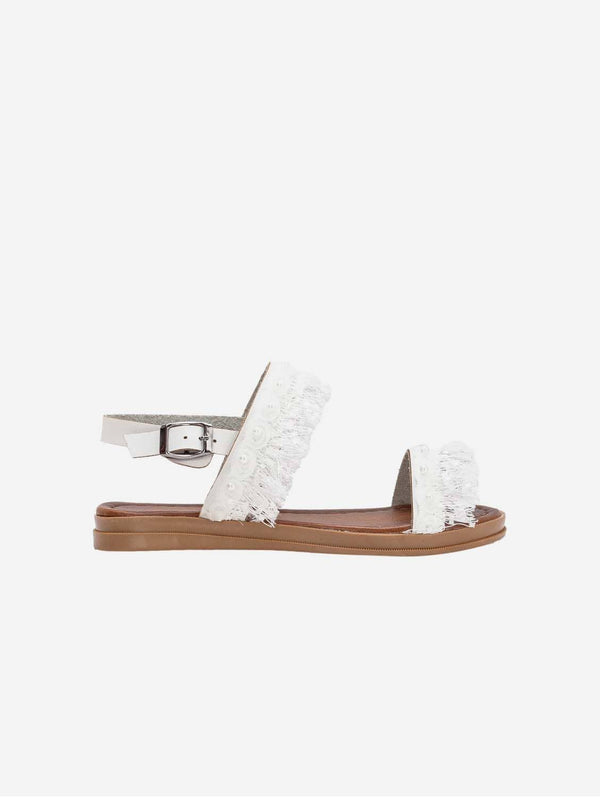Forever and Always Shoes Letty - Tulle Beach Sandals 6 US | 3.5 UK | 22.5CM | 36 EU / White