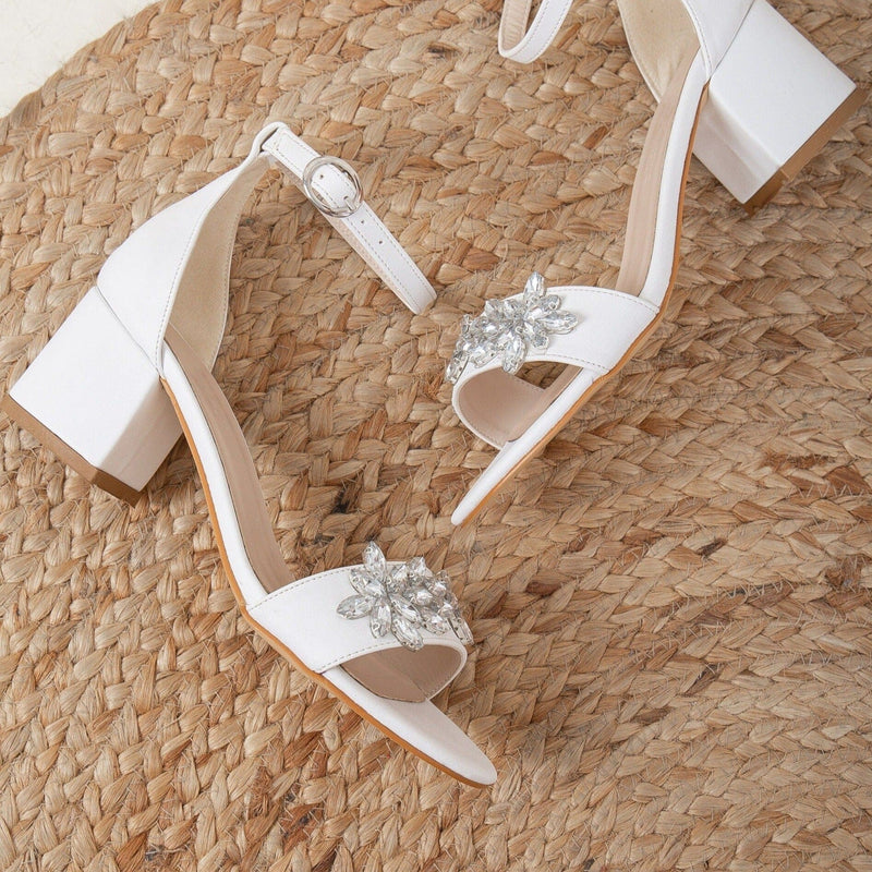 Forever and Always Shoes Adeline - White Wedding Shoes with Rhinestones