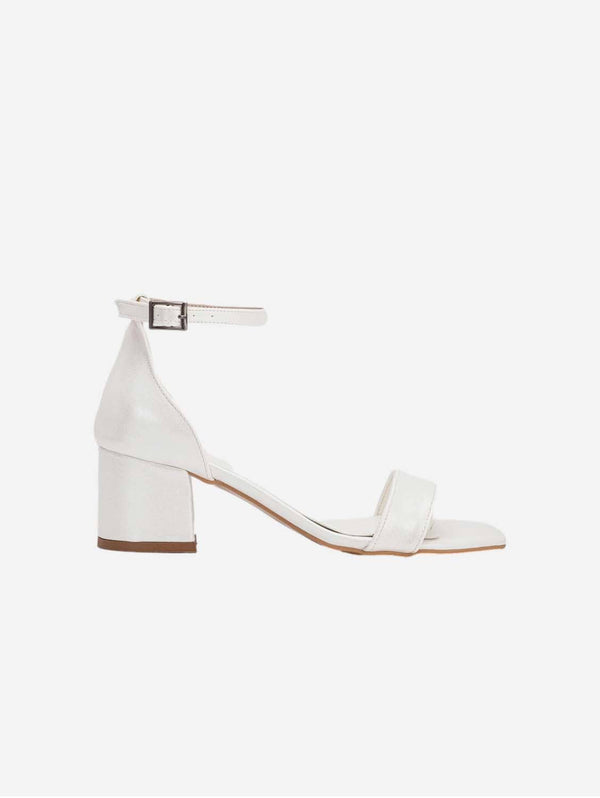 Forever and Always Shoes Artemis - Ivory Block Heels with Ribbon