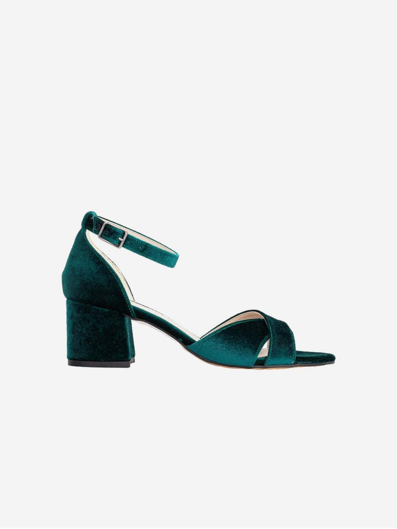 Forever and Always Shoes - Aurora Vegan Velvet Low Heel Sandals