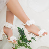 Immaculate Vegan - Forever and Always Shoes Ava Flower Vegan Leather Wedding Shoes | Ivory