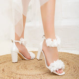 Immaculate Vegan - Forever and Always Shoes Ava Flower Vegan Leather Wedding Shoes | Ivory