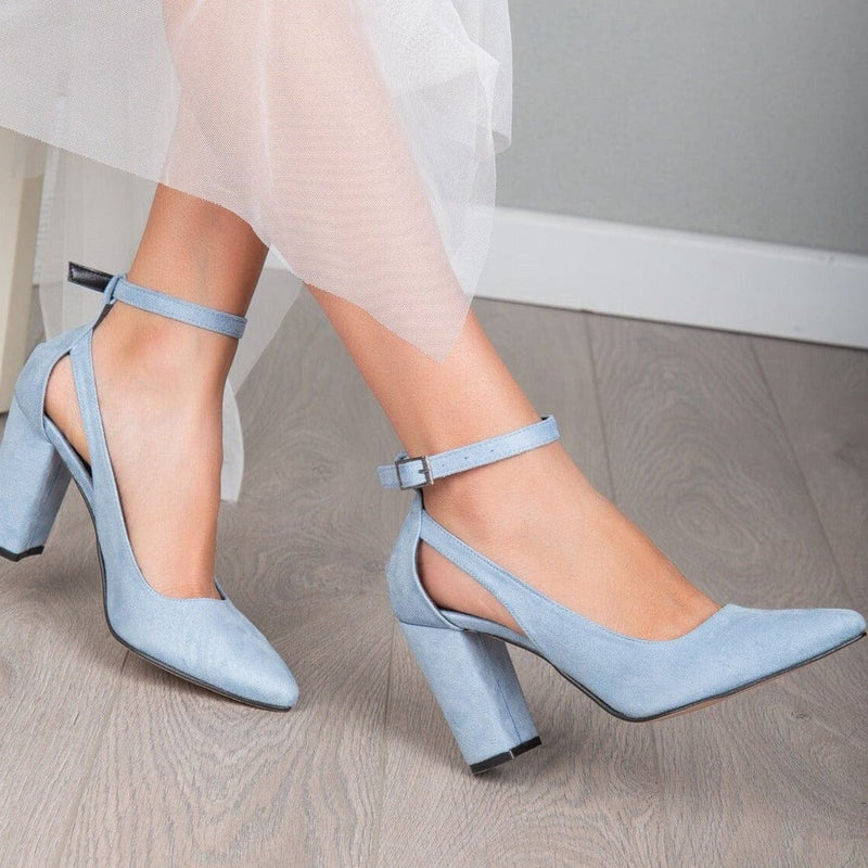 Forever and Always Shoes Camila Vegan Suede Heels | Baby Blue