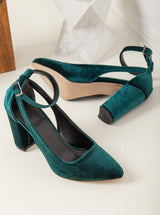 Immaculate Vegan - Forever and Always Shoes Camila Velvet Vegan Heels | Emerald Green