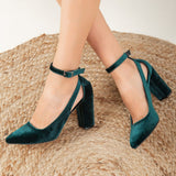 Immaculate Vegan - Forever and Always Shoes Camila Velvet Vegan Heels | Emerald Green