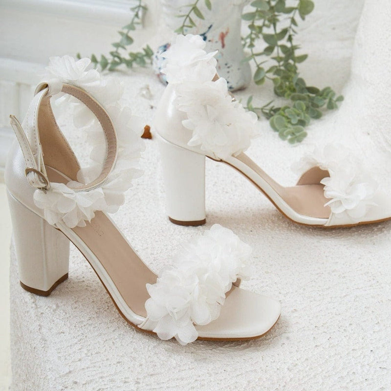 Forever and Always Shoes Cece Flower Vegan Leather Wedding Shoes | White