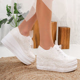 Immaculate Vegan - Forever and Always Shoes Claudine - Ivory Lace High Heel Wedding Sneakers