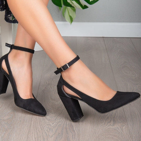 Forever and Always Shoes Colette - Black Suede Block Heels