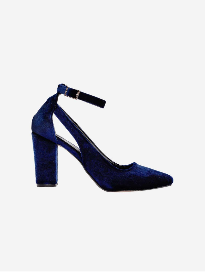 Forever and Always Shoes - Colette Vegan Velvet Block Heels | Dark