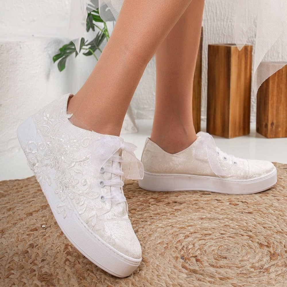 Lace wedding sneakers on sale