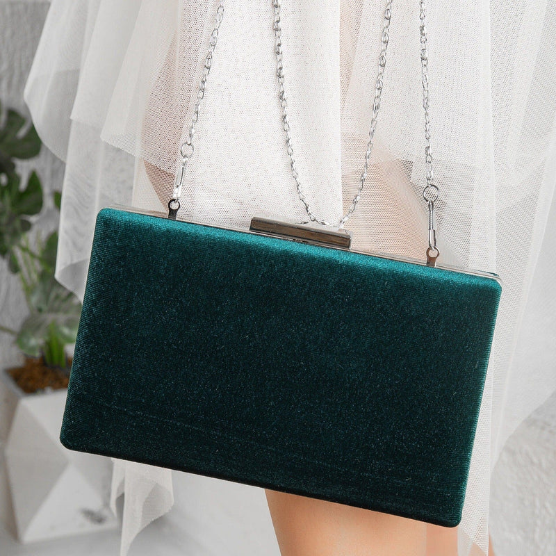 Forever and Always Shoes Clara - Green Velvet Clutch Emerald Green