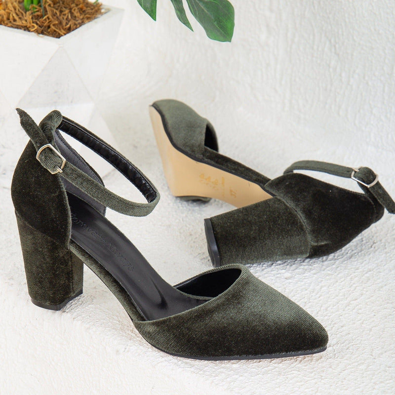 Forever and Always Shoes Gisele - Olive Green Velvet Shoes