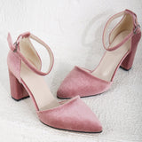 Immaculate Vegan - Forever and Always Shoes Gisele - Rose Velvet Heels with Ribbon