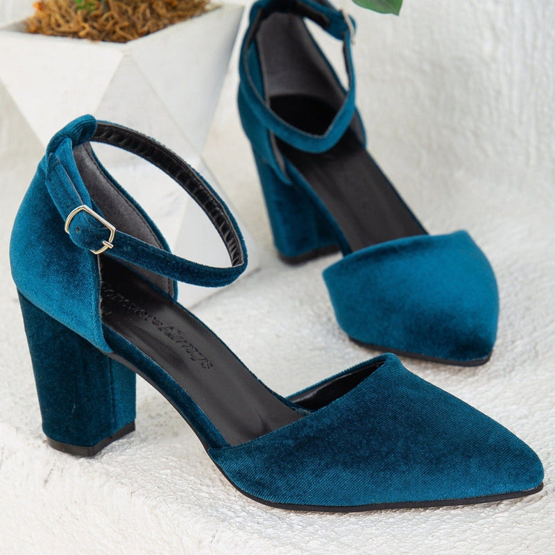 Forever and Always Shoes Gisele - Teal Blue Velvet Shoes