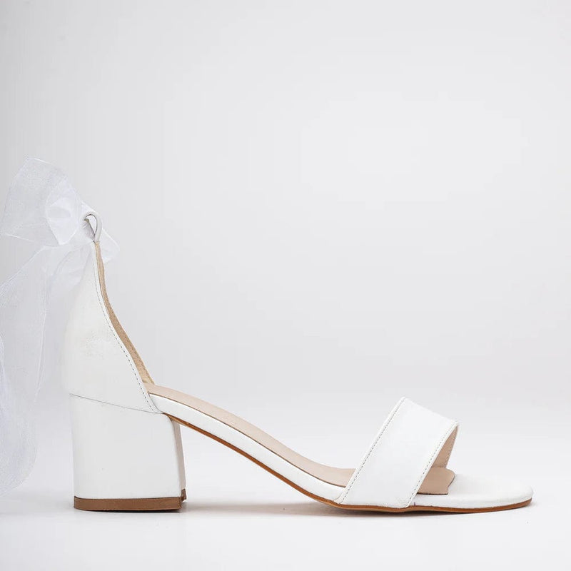Forever and Always Shoes Hera Vegan Leather Ribbon Wedding Sandals | White