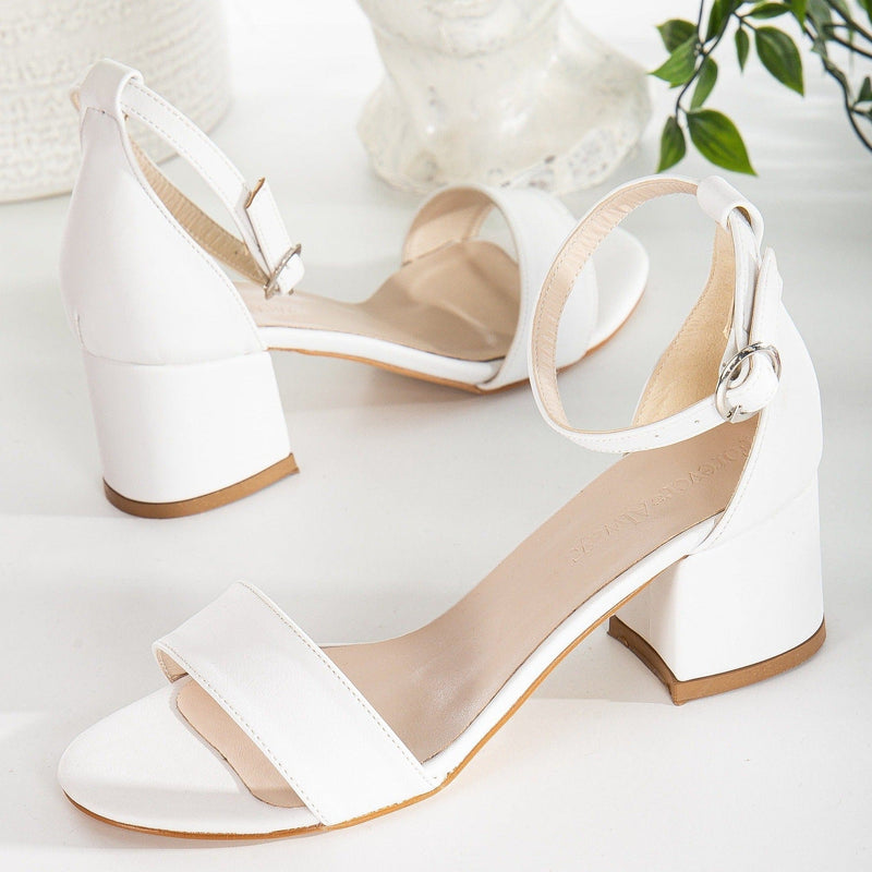 Forever and Always Shoes Hera - White Wedding Sandals with Ribbon