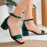Immaculate Vegan - Forever and Always Shoes Iva - Green Velvet Low Heel Sandals
