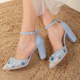 Immaculate Vegan - Forever and Always Shoes Ivy - Blue 3D Floral Lace Wedding Shoes