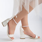 Immaculate Vegan - Forever and Always Shoes Lucille - Ivory Pearl Wedding Sandals
