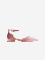 Immaculate Vegan - Forever and Always Shoes Madeline - Rose Velvet Flats with Ribbon