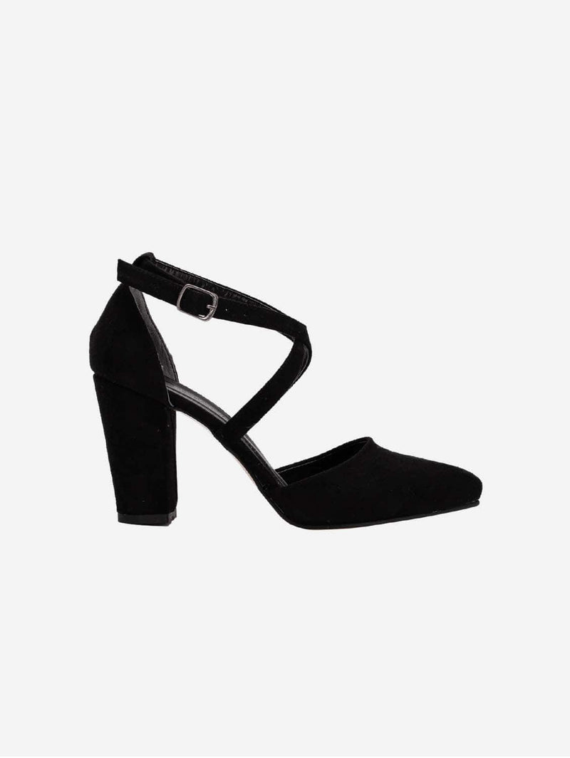 Forever and Always Shoes Sina - Black Velvet Criss Cross Heels