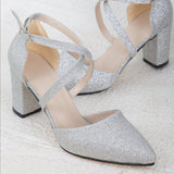Immaculate Vegan - Forever and Always Shoes Sina Vegan Glitter Wedding Heels | Silver