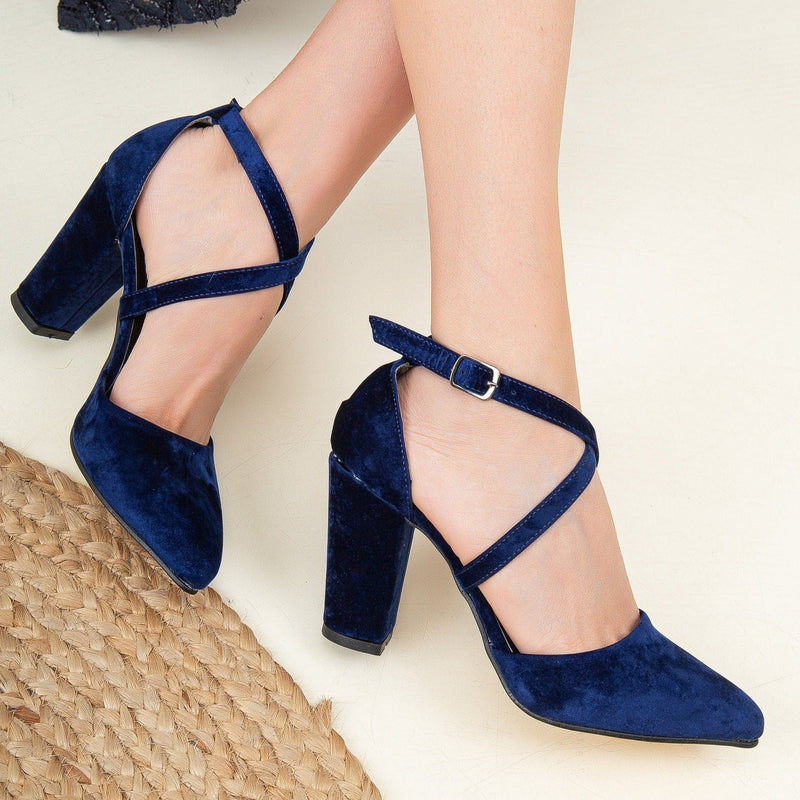 Forever and Always Shoes Sina Vegan Velvet Wedding Heels | Blue