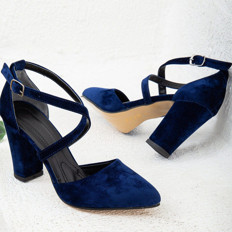 Forever and Always Shoes Sina Vegan Velvet Wedding Heels | Blue