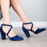 Immaculate Vegan - Forever and Always Shoes Sina Vegan Velvet Wedding Heels | Blue