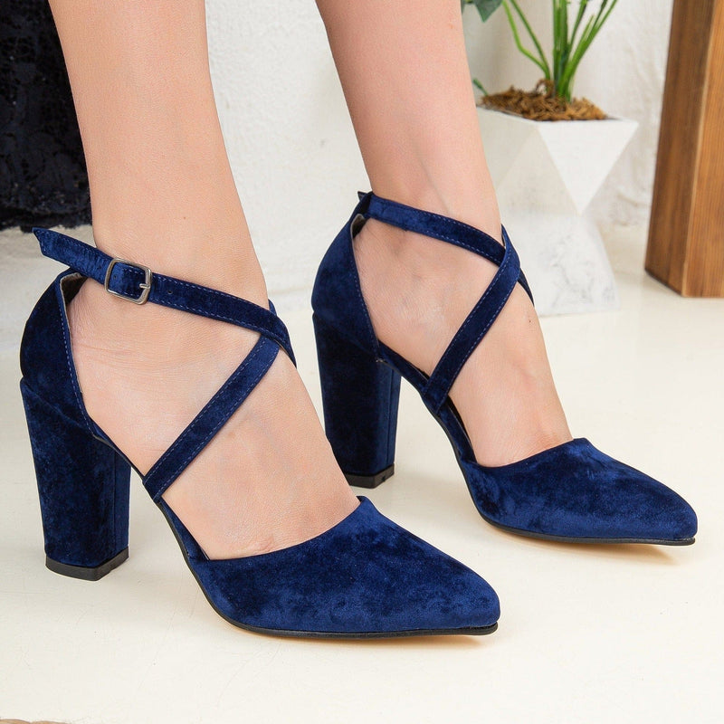 Forever and Always Shoes Sina Vegan Velvet Wedding Heels | Blue