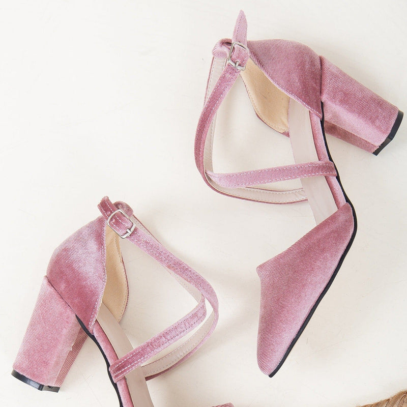 Forever and Always Shoes Sina Vegan Velvet Wedding Heels | Blush