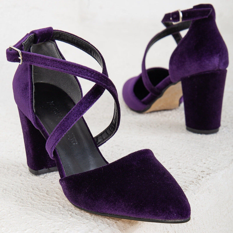Forever and Always Shoes Sina Vegan Velvet Wedding Heels | Purple