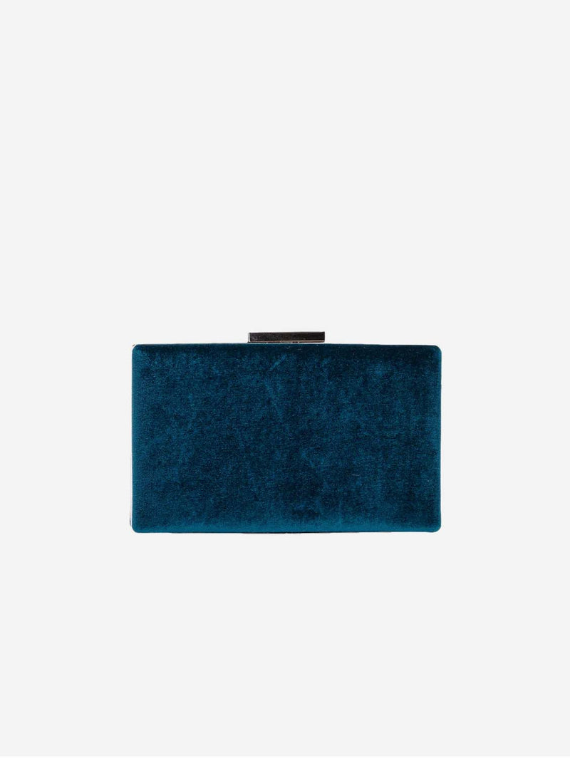 Forever and Always Shoes Clara - Teal Blue Velvet Clutch Teal Blue