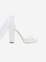 Immaculate Vegan - Forever and Always Shoes Daphne Ribbon Platform Wedding Sandals | Ivory UK2.5 / EU35 / US5 / White