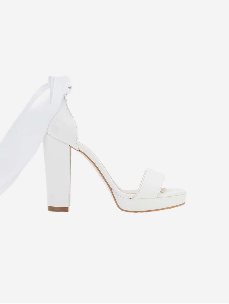 Forever and Always Shoes Daphne Ribbon Platform Wedding Sandals | Ivory UK2.5 / EU35 / US5 / White