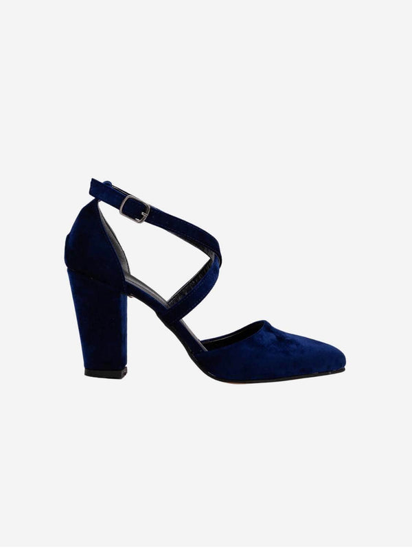 Forever and Always Shoes Sina Vegan Velvet Wedding Heels | Blue UK3 / EU36 / US5.5 / Dark Blue