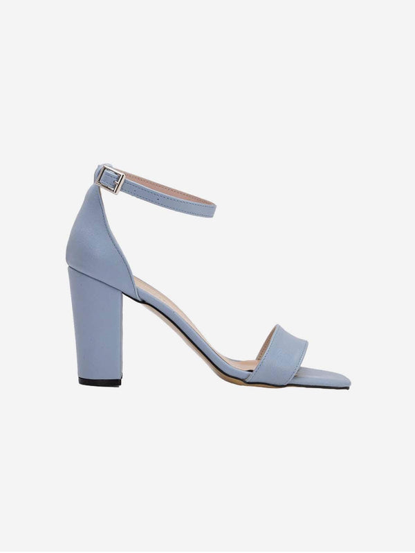 Forever and Always Shoes Jess Open Toe Block Vegan Heels | Light Blue UK3 / EU36 / US5.5 / Light Blue