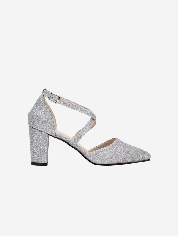 Forever and Always Shoes Sina Vegan Glitter Wedding Heels | Silver UK3 / EU36 / US5.5 / Silver