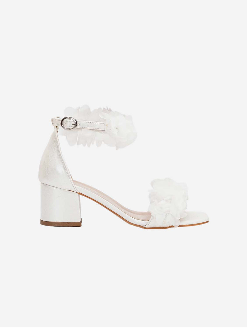 Forever and Always Shoes Kendra Flower Vegan Leather Wedding Shoes | White White / UK3 / EU36 / US5.5
