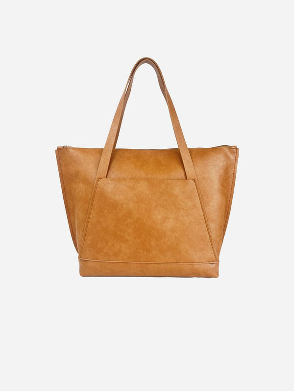 Canussa City Soft Shopper Vegan Leather Tote Bag | Camel