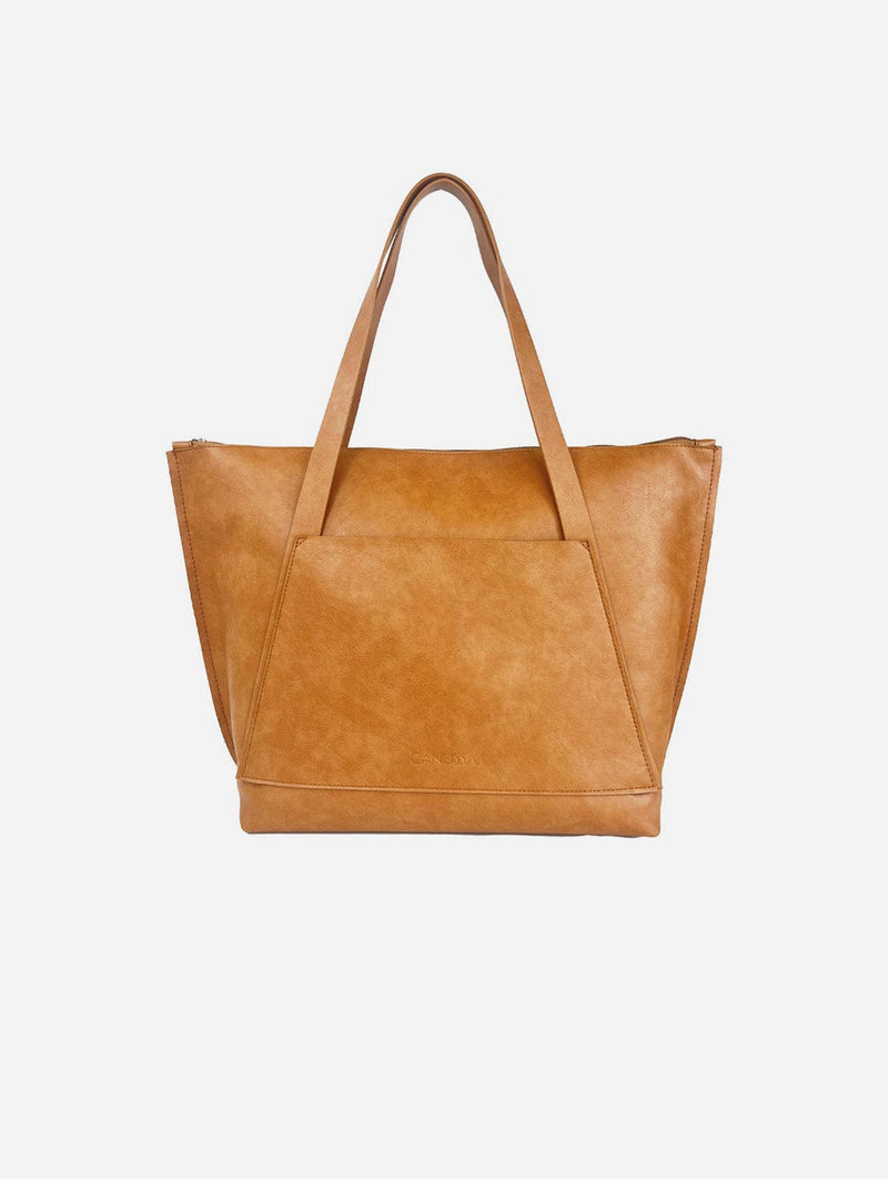Canussa City Soft Shopper Vegan Leather Tote Bag | Camel