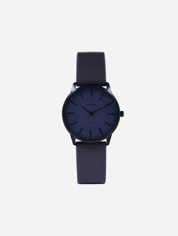 Votch Solar Classic Appleskin Vegan Leather Watch | Black & Gun Metal with Steel Grey