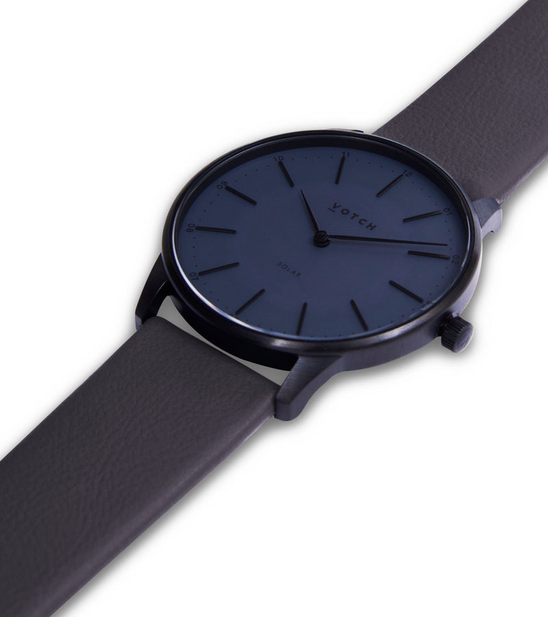 Votch Black & Gun Metal with Steel Grey Watch | Solar Classic