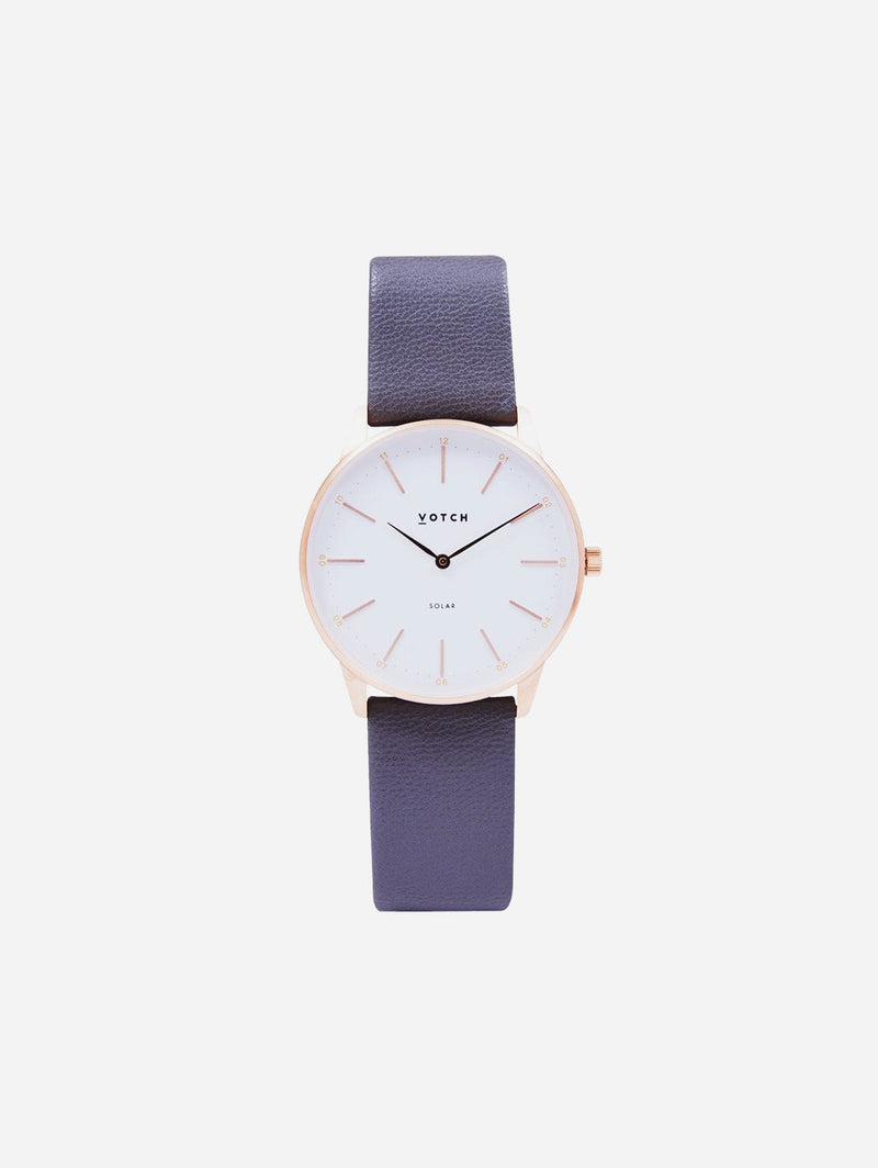 Votch Solar Classic Appleskin Vegan Leather Watch | Rose Gold & Steel Grey Watch